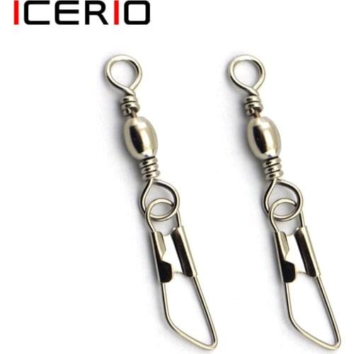 [1000 pcs] Bulk Nickel Plated Barrel Swivel With Safety Snap Fishing Connector Fishing Tackle Accessory Size #14~#3/0