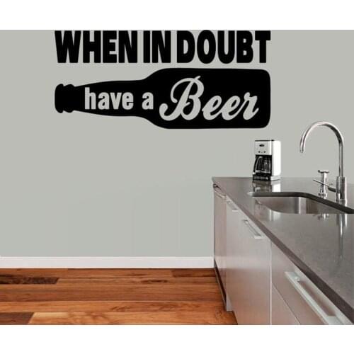 Funny Bar Wall Stickers Quote When In Doubt Have A Beer Man Cave Kitchen Decor Wall Decal Vinyl Home Bar Decoration Mural Z780