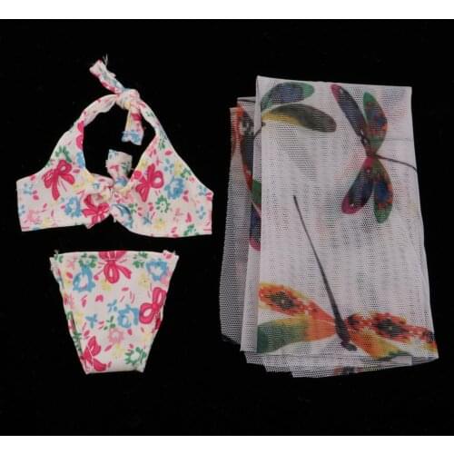 1 Set Cute Colored Swimsuit Bikini Set for 12inch 30cm Girl Doll Dress Up Accessories