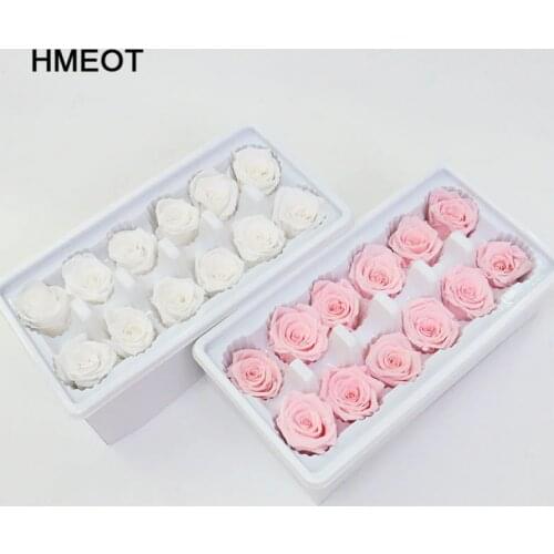 12 pcs/lot High-end Preserved Flowers Immortal Rose Flower 3-4CM Diameter Mothers Day Gift Eternal Life Flower Material Gift Box