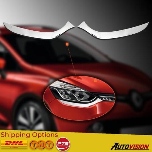 For Renault Clio 4 HB 2012 2013 2014 2015 Car Accessories ABS Chrome Headlight Brow Body Molding Trim 2 pcs
