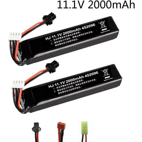 2PCS/lot Lipo Battery for Water Gun 3S 11.1V 2000mAh 452096 battery for Mini Airsoft BB Air Pistol Electric Toys Guns Parts