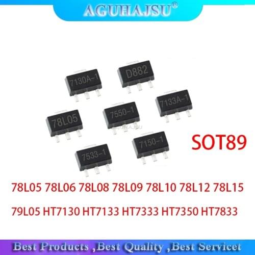 20PCS 78L05 78L06 78L08 78L09 78L10 78L12 78L15 79L05 HT7130 HT7133 HT7333 HT7350 HT7833 SOT89 New Triode Regulator Transistor