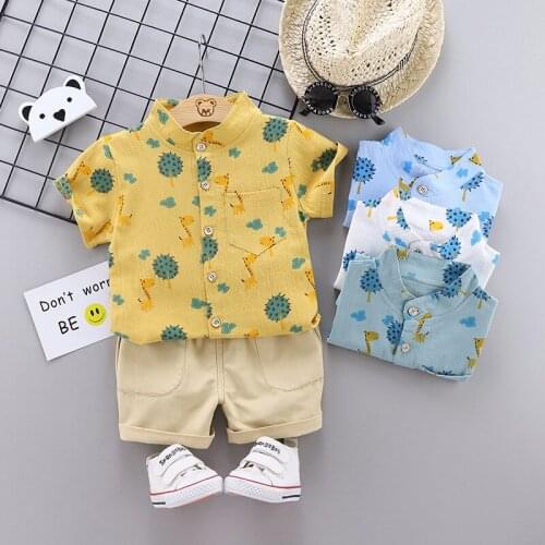 2021 Summer Kids Clothes Boys Casual Sets Toddler Baby Active Print Shirt + Shorts Outfits Suit Children Cartoon Wear