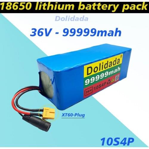 36V 10s4p 99999mAh 1000W large capacity 18650 lithium battery pack electric bicycle scooter with BMS XT60 plug