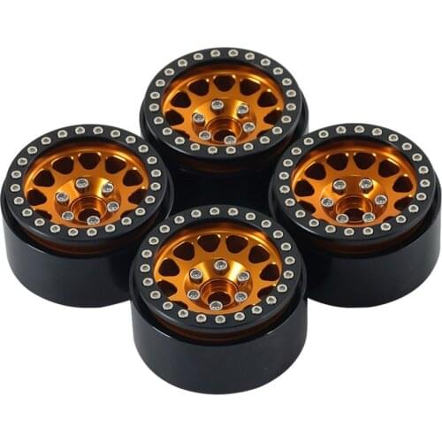 4PCS RC Climbing Car Tire Wheel 1.9in Climbing Rubber Tires with Aluminum Alloy Wheel Rim Beadlock Wheel Hub