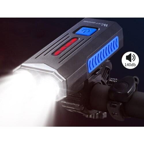 4000mAh MTB Bike Light LED USB Rechargeable Bicycle Headlight With Horn Bell Waterproof 360 Degree Rotating Cycling Front Lamp
