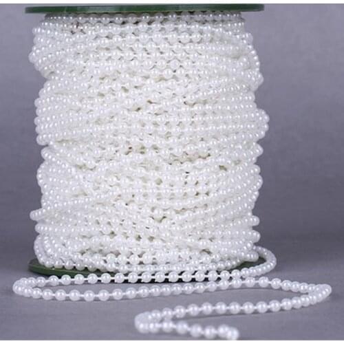 5m 3mm/4mm/5mm/6mm/8mm Craft Square Imitation Pearl Beads Cotton Line Chain For DIY Wedding Party Decoration Party accessior