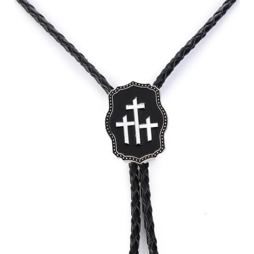 Cross dripping metal bolo tie tuxedo suit accessories bolo collar leather cord for both men and women
