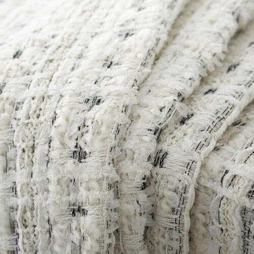 White waxberry Italy White Circle Tweed Fabric Garment Material Autumn Women Jacket Coat Sewing Cloth Tailor Textile Freeshippin