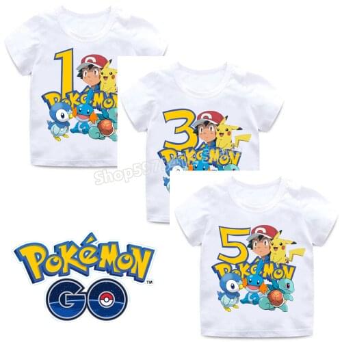 Pokemon Childrens T-shirt Sportwear Tops Running Accessories Digital Printed Clothing Fashion Tees Round Neck Kid Birthday Gifts