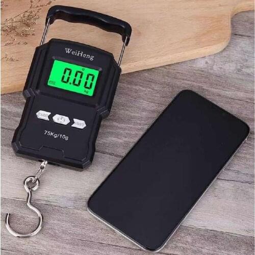 75Kg/10g Electronic Backlight Weighing Hanging Scale Digital Scale with Measuring Tape Electronic Weighing Scale For Fishing