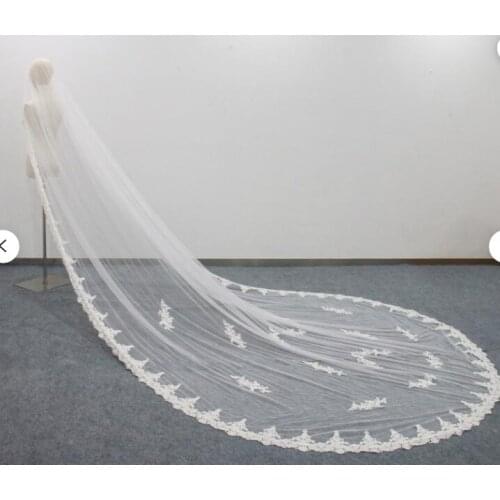 Floral Cathedral Veil Vintage Flower Wedding Veil Ivory Royal Length Veil Lace Bridal Veils Chapel Length Veil Lace Floral Brida