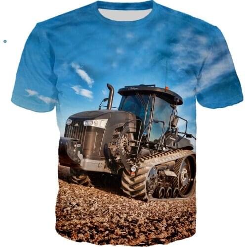 Hipster Summer T-shirt 3D print shirts streetwear T- shirt Harajuku tractor fashion car Boy tshirt children Short Sleeve Tee top