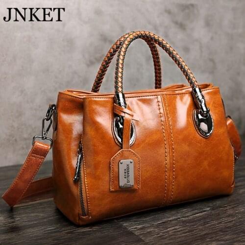JNKET New Retro Women PU Leather Handbag Casual Shoulder Bag Sling Bag Large Capacity Messenger Bag Crossbody Bag