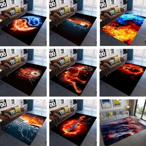 Guitar drum Rug Living room 3D printed carpet kids room Music abstract flame carpet bedroom living room anti-slip floor mat
