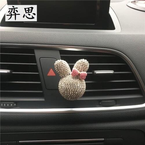 Colorful metallic bows and rabbits Automobile styling Perfume clip Lady car air conditioner decoration Car perfume Air Freshener