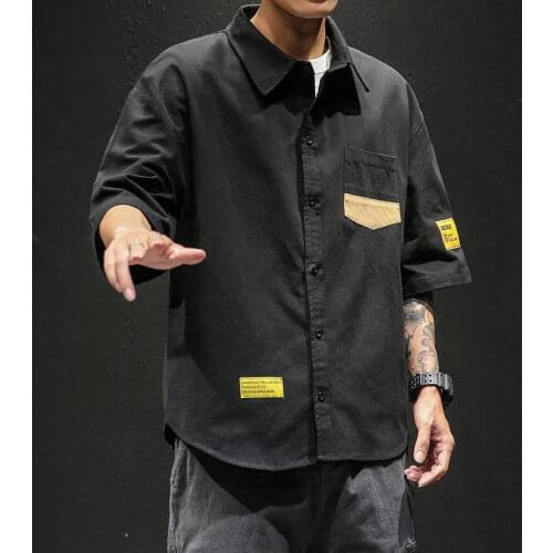 Summer Shirts for Men Japanese Cotton Handsome Men Retro Casual Plus Size Loose Short Sleeve Shirt Retro T Shirt Oversized Tops