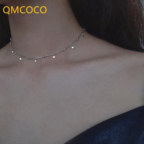 Minimalist 925 Silver Clavicle Chain Necklace For Women Trend Elegant Trendy Round Beads Pendant Chain For Party Jewelry Gift