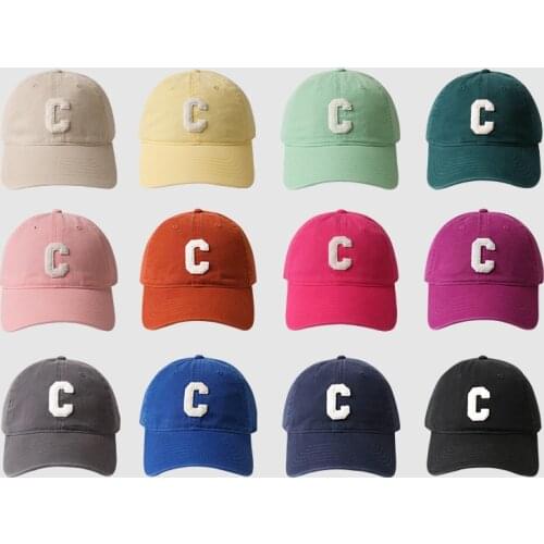 20 Colors 3D Fluff Embroidery C Mens Baseball Cap Snapback Kpop Hip-Hop Summer Hat Cotton Womens’ Hat Cotton Sun Hat