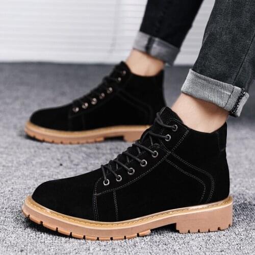 2020 Men Boots Suede Leather Waterproof Work Shoes Safety Natural Leather Mens Casual Boots Men Martins Boots