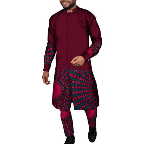 African Print Dresses for Men Shirt & Pant Suit WYN1342