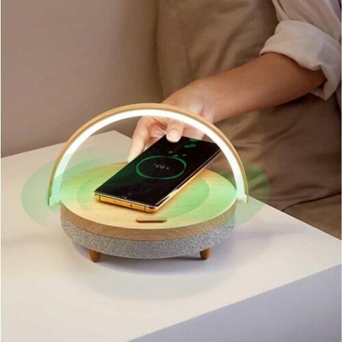 4 In 1 Bedroom Table Lamp With Wireless Charge Bluetooth-Speaker Phone Stand Touch Brightness Bedside Desk Lamps LED Night Light