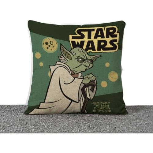 Disney Anime Cartoon Star Wars Elder Yoda Sofa Cushion Waist Pillow Cover Decorative Cushion Cover for Kids Baby Boys 45x45cm