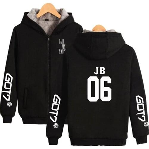 New Fashion Kpop JB 06 Got7 Hoodie Hoody Print Winter Men Women Zipper Hoodies Jackets Long Sleeve Unisex Hooded Sweatshirt Tops