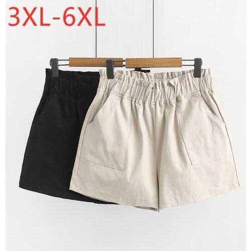 New 2021 Ladies Summer Plus Size Shorts For Women Large Loose Casual Cotton Black Khaki Wide Leg Pocket Shorts 3XL 4XL 5XL 6XL