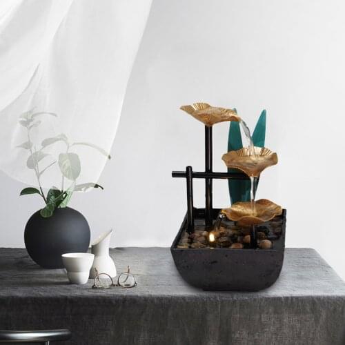 Office Desktop Water Fountain Flowing Water Waterfall Decoration Home Tabletop Feng Shui Mini Waterfall (EU Plug)