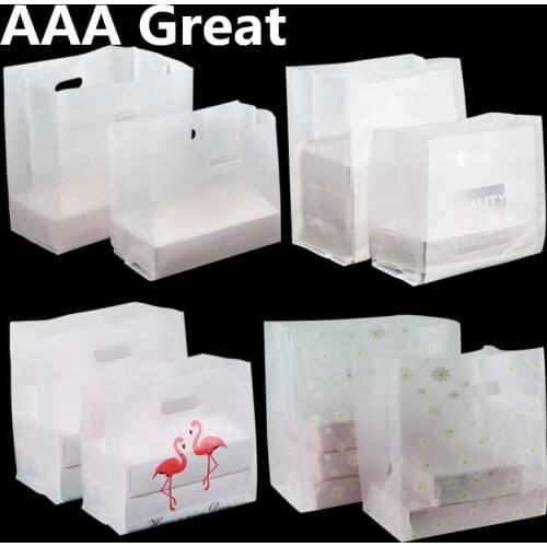 AAA Great 50pcs/Lot Plastic Gift Bags With Handles Packing Bag For Wedding Party Supplies Baking Package Bags Shops Flowers Gift