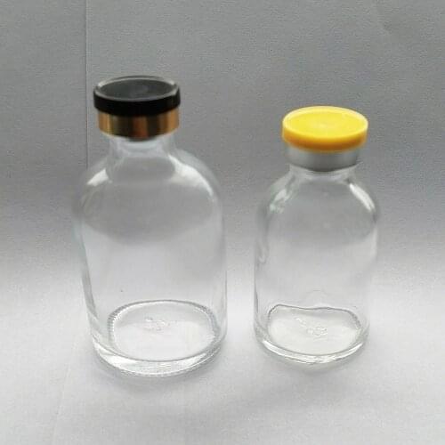 Empty 100ML 50ML 30ML Transparent Injection Glass Vial with Plastic Aluminium Cap 1oz Clear Liquid Medicine Glass Containers
