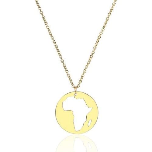 RIR Africa Country Necklace GOLD Africa Map Pendant Necklace Ethiopia Continent Pendant Jewelry Gift for Travel Lovers