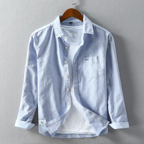 Summer Mens Long Spring Sleeve Shirt Korean Clothes Pure Cotton Shirts Men 2020 Camisas Para Hombre KJ5762