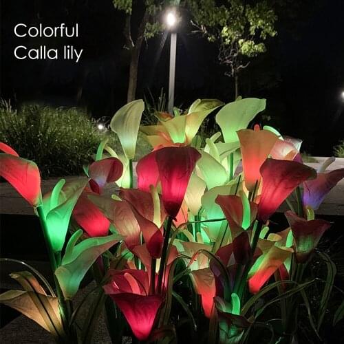 Solar Calla Lily Calla Lily Solar Powered Multi-color Stake Lights Lawn Light 7 Color Change Landscape Light Decorative Lights