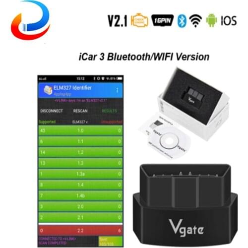 Vgate iCar3 elm 327 V2.1 For Android iOS ELM327 OBD2 Bluetooth-compatible WIFI Scanner OBD 2 Car Diagnostic car Auto diagnostic