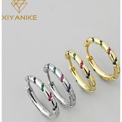 XIYANIKE 2021 Trend Spiral Zircon Gold 925 Sterling Silver Hoop Earring Fashion Hot Sale Earrings For Women Personality