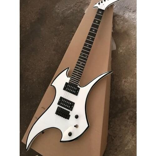 Factory custom unusual shape White body Electric Guitar with Rosewood Fretboard,Black Hardware,Provide customized services