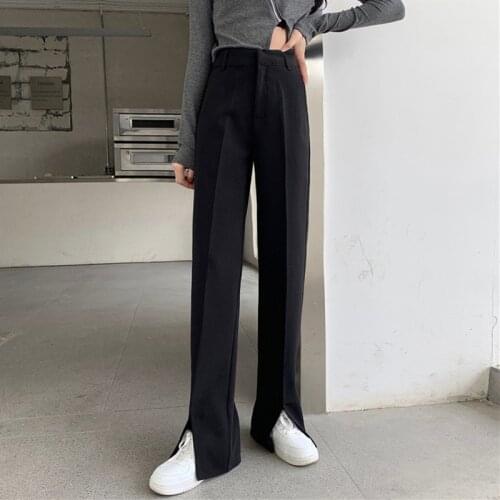 2021 New Style Split Suit Pants Female Summer Tide Small High Waist Drape Wide Leg Pants Spring and Autumn Split Pants