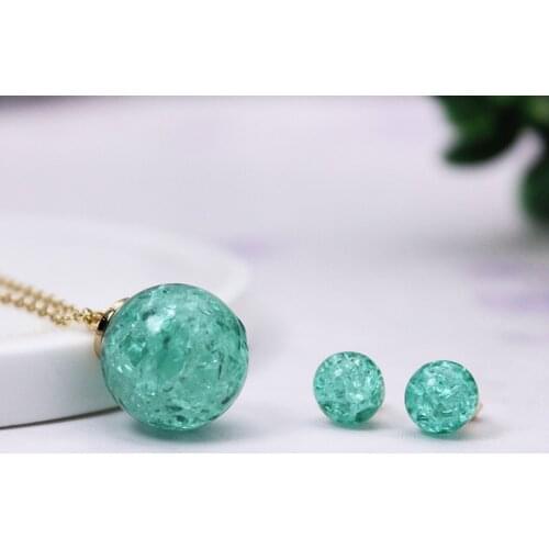 2019 summer new fashion brand jewelry set candy color stud earrings for women gift necklaces&pendant
