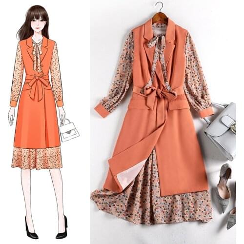 Plus size womens chiffon dress suit 2021 vest jacket Shaping Clothes Ballerina Sequins Crop Top Chiffon Skirt Set Contemporary