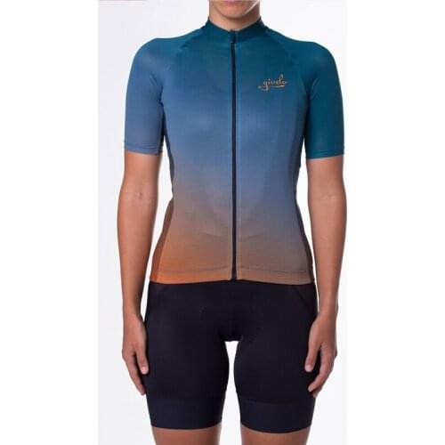 Short Sleeves jersey women bib shorts sets Gradient color ventilation thin mountain Road vehicle riding short sleeve cycle shirt