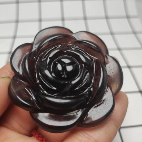 1pcs Natural Tea crystal Rose Shaped Hand Carved Crystal Flower Stones Healing Decor Natural Quartz Crystals