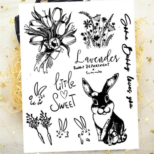 14x18CM rabbit bouquet Transparent Seal Clear Stamps Silicone Seal Roller Stamps DIY Scrapbook Album / Card Production Easter