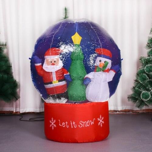 3D Cartoon Christmas Inflatable Santa Claus Toys LED Illuminated Inflatable Snowflake Ball Air Pump Xmas Christmas Party Decor