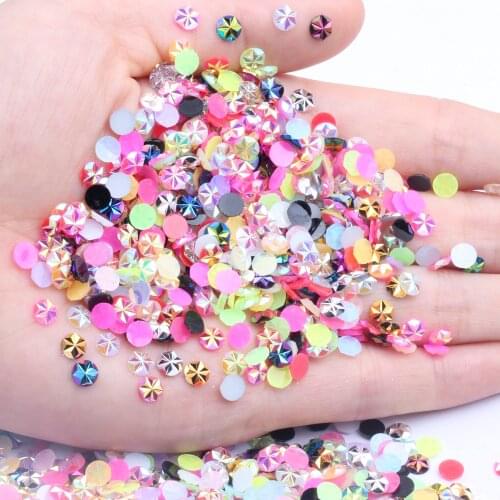 5mm 1000pcs Round Stick Drill Resin Flatback Rhinestones New Resin Rhinestones Flower Design 3D Nail Art DIY Decorations Clothes