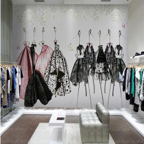 Abstract hand-painted beauty clothing shop tooling background wall mural retro nostalgic women clothing shop bag shop wallpaper