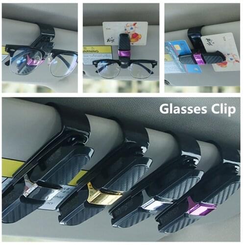 Car Glasses Clips Carbon Fiber Card Pen Holder 180 Degree Rotate Dual Side Clips Sun Visor multi Vehicle clips cars Accessories