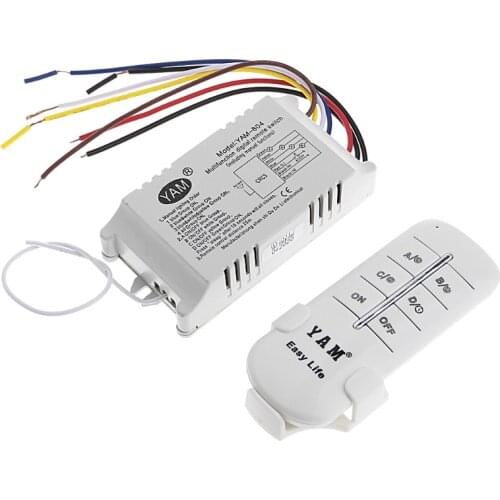 220V 1/2/3/4 Ways Wireless ON/OFF Lamp Remote Control Switch Receiver Transmitter